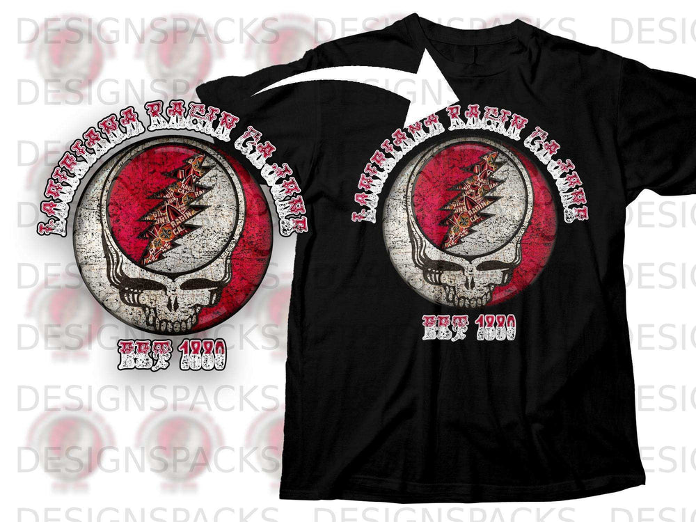 Lafayette Ragin Cajuns Est 1898 Skull Tee Shirt