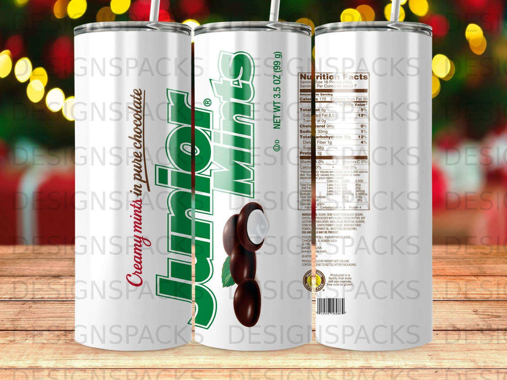 Creamy Mints in pure chocolate packaging with nutrition facts.