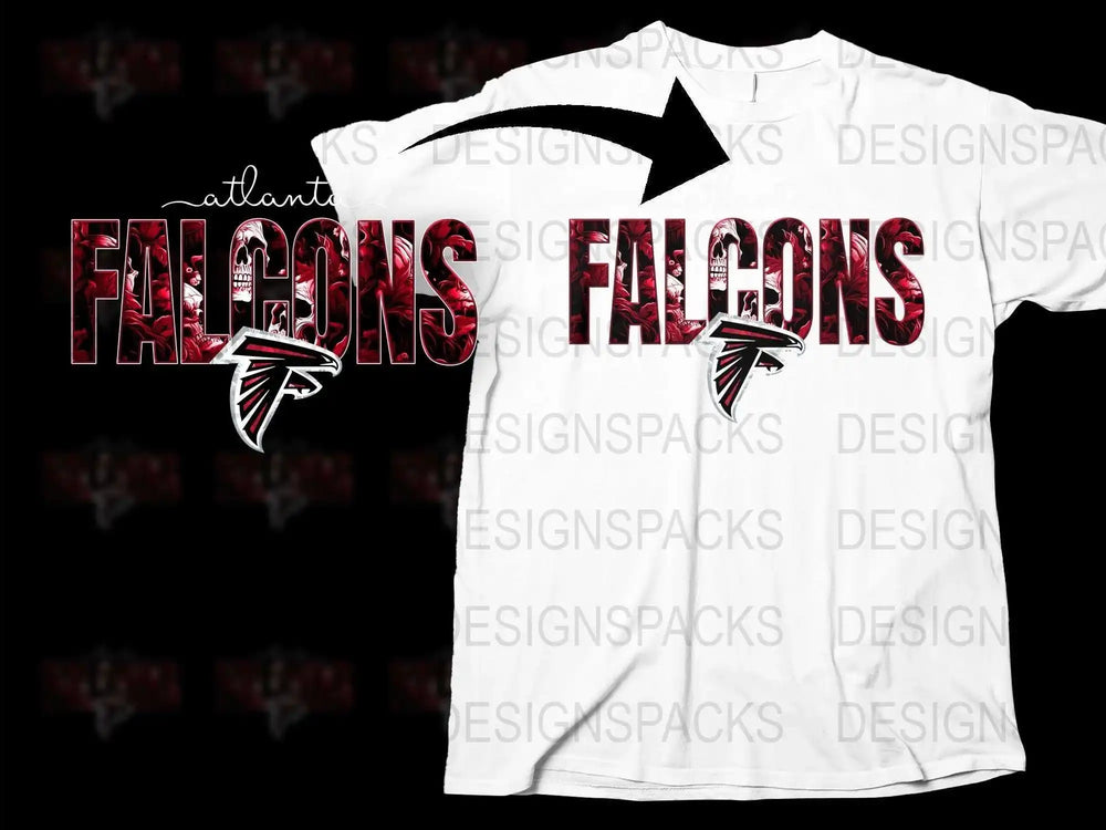 Atlanta Falcons T-Shirt, NFL Team Graphic Tee, White and Red, Football Fan Apparel, Casual Sportswear