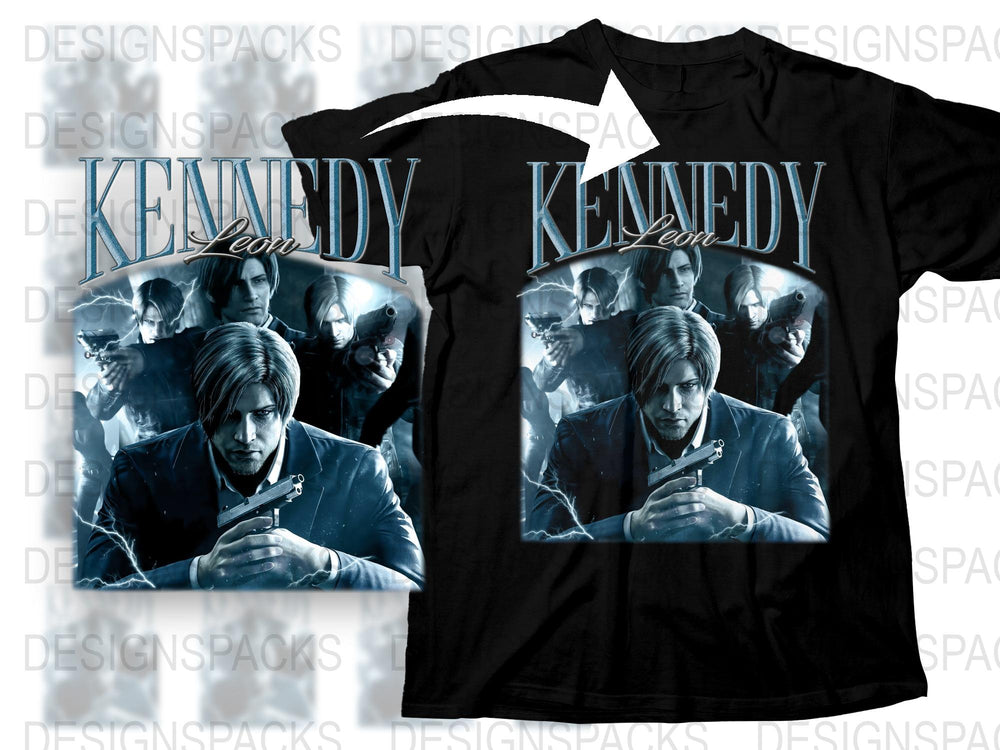 Resident Evil Leon Kennedy Graphic T-Shirt, Video Game Character Tee, Fan Art Apparel