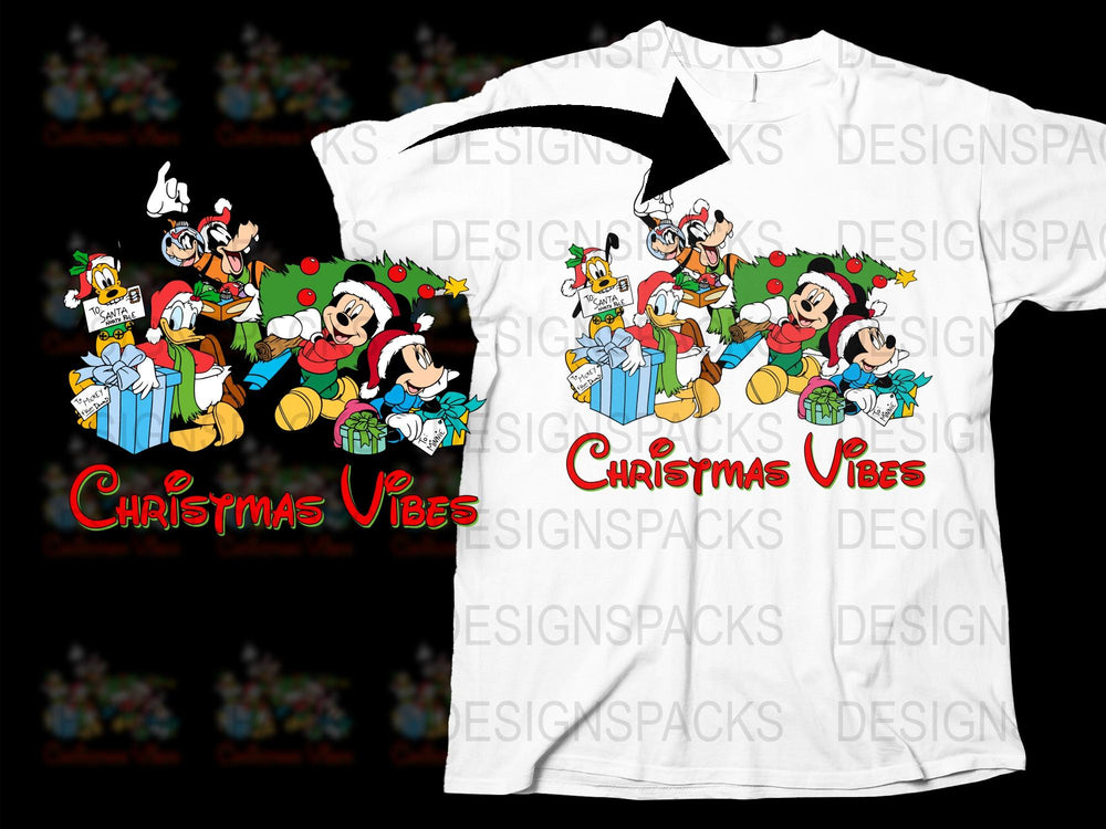 Disney Christmas T-Shirt, Festive Mickey Friends Holiday Tee, Family Matching Xmas Shirts