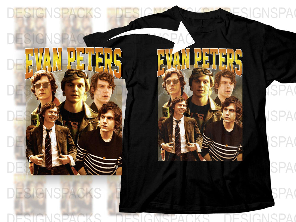 Evan Peters Photo Collage T-Shirt, Vintage Style Graphic Tee, Fan Merchandise, Unisex Clothing