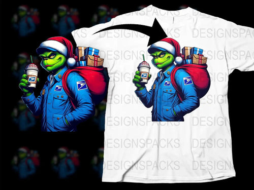 Christmas Grinch T-Shirt, Funny Holiday Tee, Cartoon Character, Coffee Lover Gift, Festive Winter Apparel