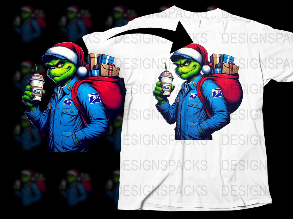 Christmas Grinch T-Shirt, Funny Holiday Tee, Cartoon Character, Coffee Lover Gift, Festive Winter Apparel