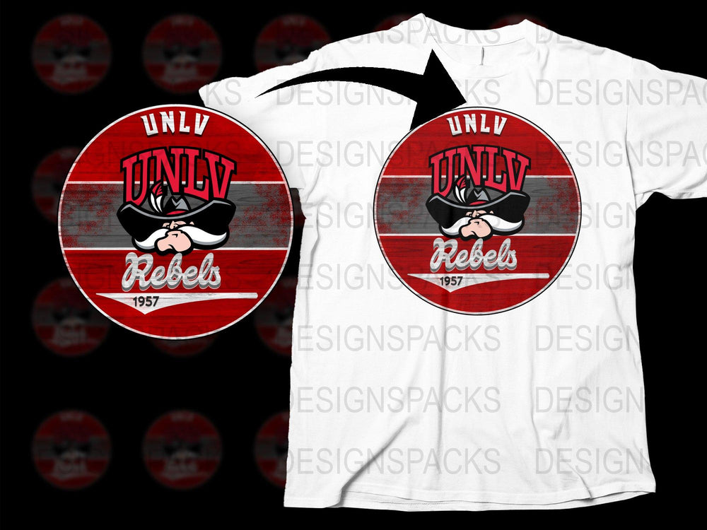 UNLV Rebels 1957 Vintage Logo T-Shirt, Classic College Fan Apparel, Red and White Graphic Tee