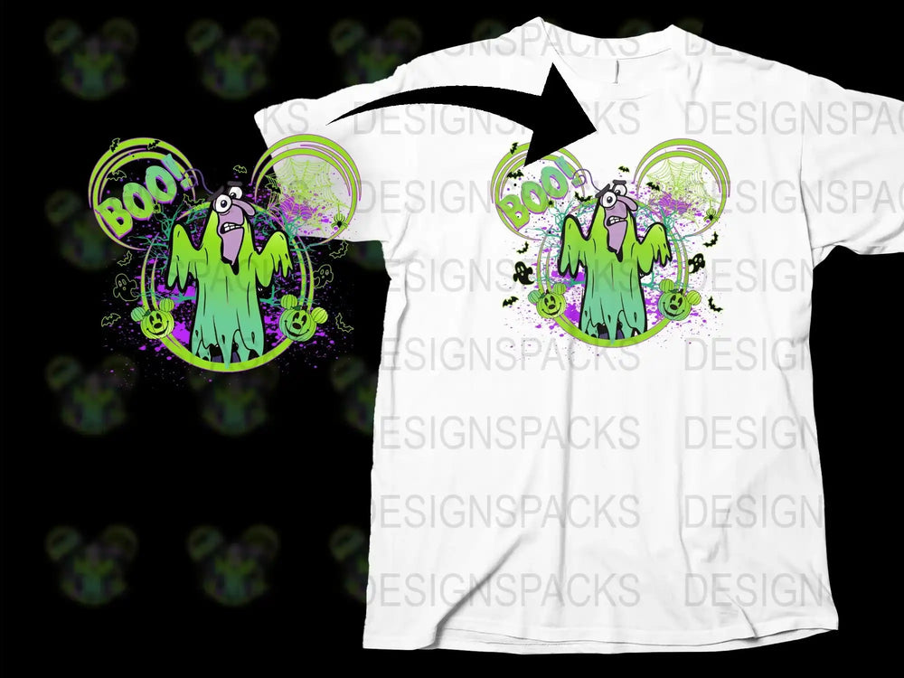Boo Ghost Graphic T-Shirt, Colorful Spooky Halloween Tee, Unique Ghost Art, Unisex Adult Halloween Apparel