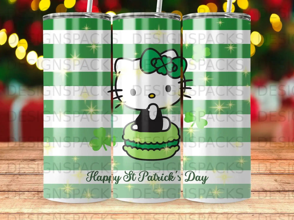 Hello Kitty Shamrock St Patrick's Day Green Stripes Cup product type