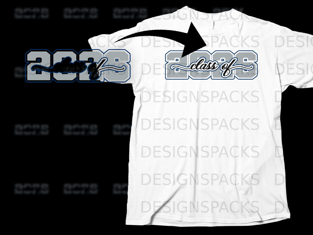 "Class of 2024" graphic on a white t-shirt.