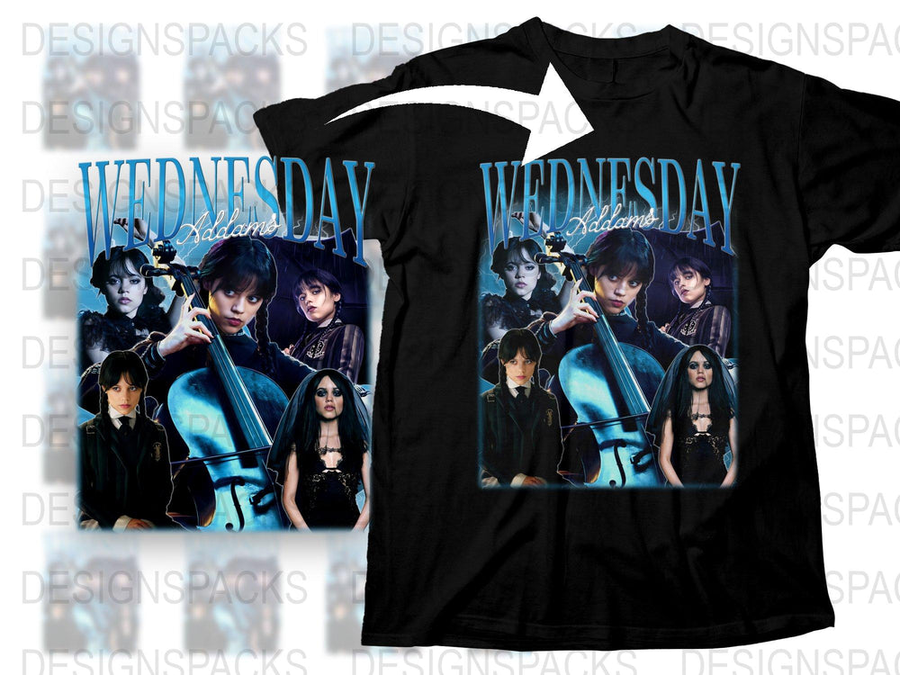 Wednesday Addams T-Shirt, Gothic Style Graphic Tee, Dark Humor, Cello, Fan Merchandise, Unique Gift Idea