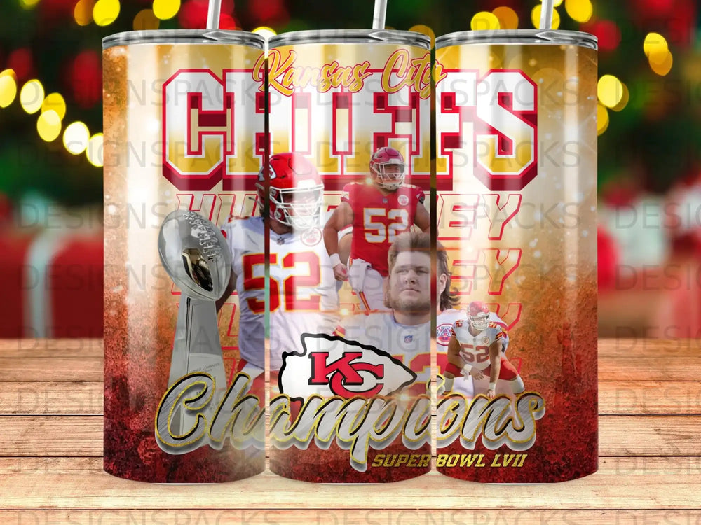 Kansas City Chiefs Super Bowl LVII Champions trophy and players collage.