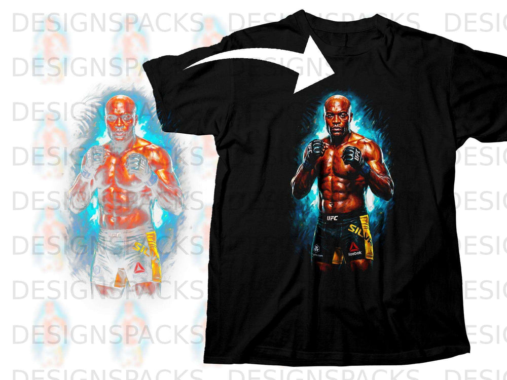 Black t-shirt featuring Anderson Silva with UFC and Reebok logos.