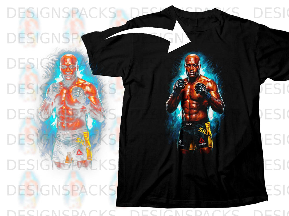 Black t-shirt featuring Anderson Silva with UFC and Reebok logos.