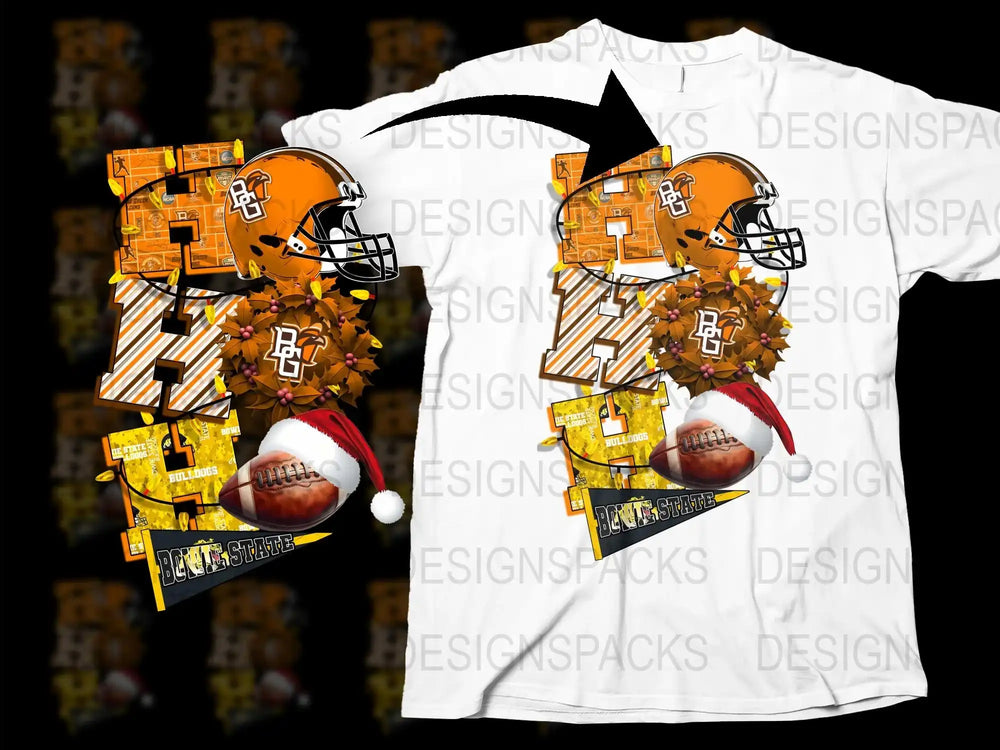 Graphic Football T-Shirt, Vintage Helmet Design, Autumn Leaves Print, Sports Fan Apparel, Unique Gift for Sports Lovers