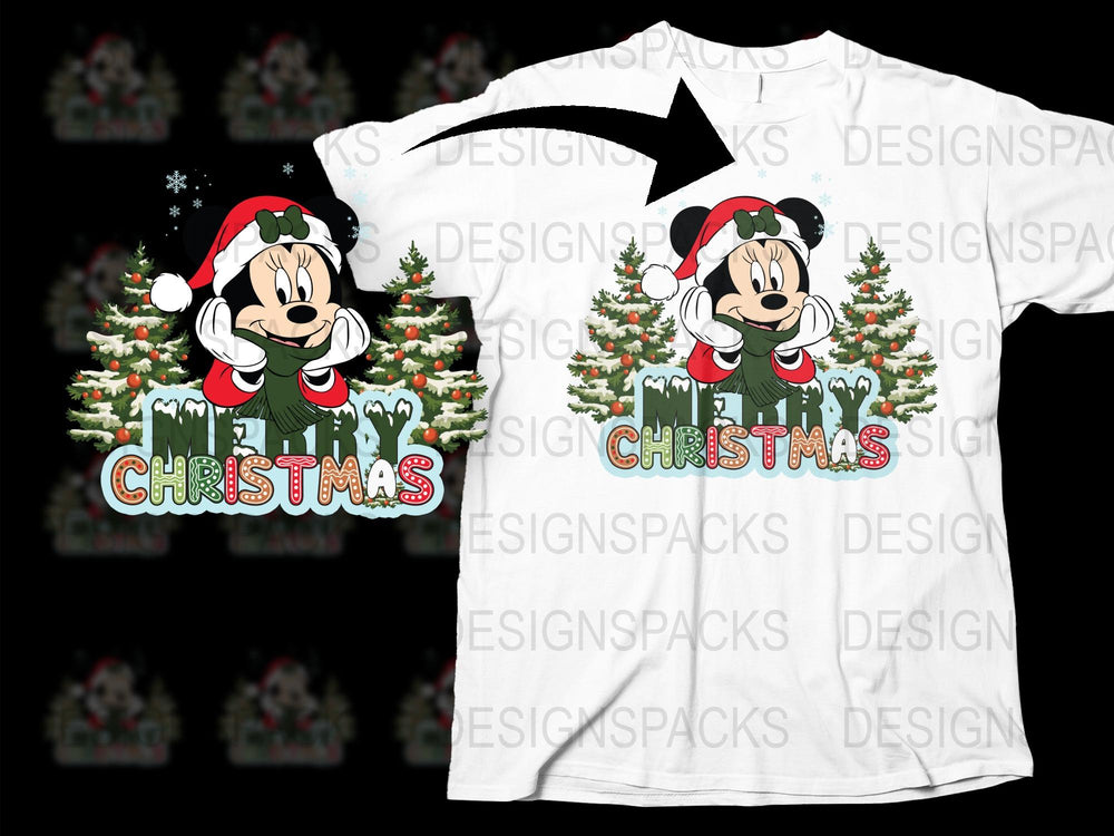 Disney Mickey Mouse Christmas T-Shirt, Holiday Graphic Tee, Festive Family Apparel, Santa Hat Design