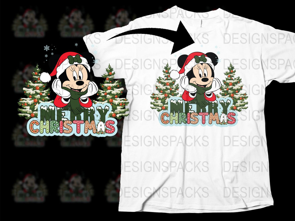 Disney Mickey Mouse Christmas T-Shirt, Holiday Graphic Tee, Festive Family Apparel, Santa Hat Design