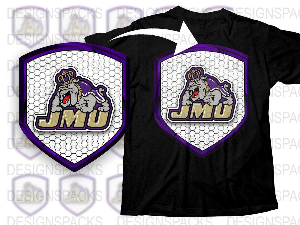 JMU Bulldog Graphic T-Shirt, Purple and Grey Mascot Logo, College Sports Apparel, Unisex Cotton Tee