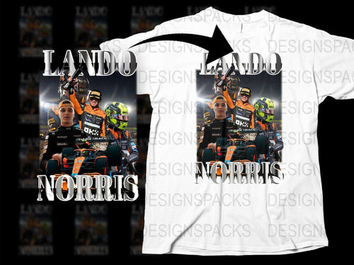 Lando Norris Graphic T-Shirt, Formula Racing Driver Fan Merch, Sports Car Motorsport Apparel, Unisex White Tee