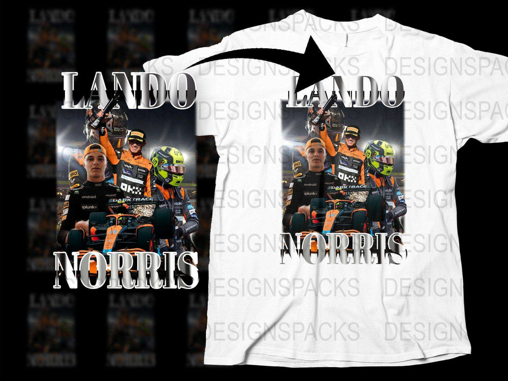Lando Norris Graphic T-Shirt, Formula Racing Driver Fan Merch, Sports Car Motorsport Apparel, Unisex White Tee