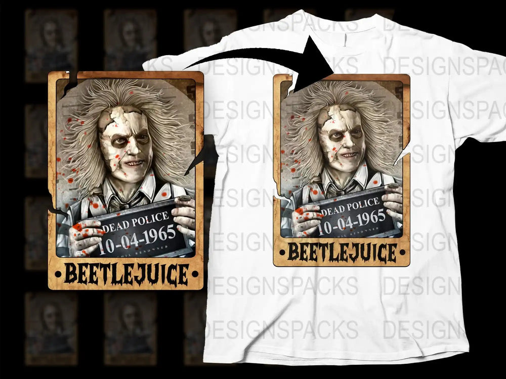 Beetlejuice T-Shirt, Horror Movie Character Graphic Tee, Vintage Style, Mens and Womens Sizes Available