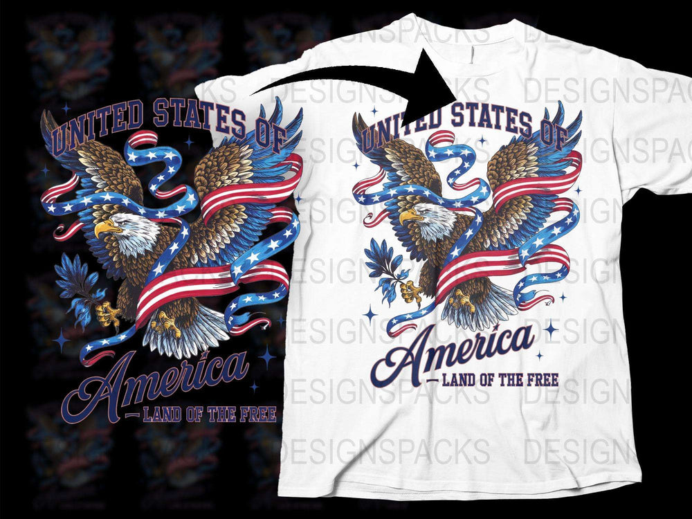 Patriotic Eagle USA T-Shirt, American Flag Design, Land of the Free Graphic Tee, Men's and Women's Sizes Available