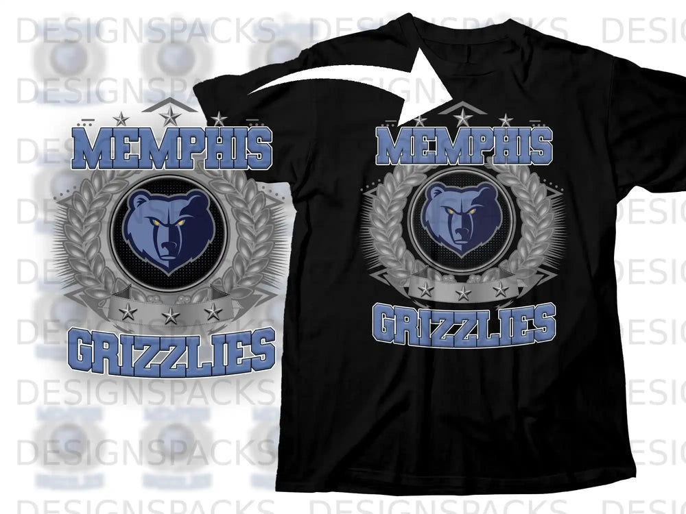 Memphis Grizzlies Bear Logo Design T-Shirt
