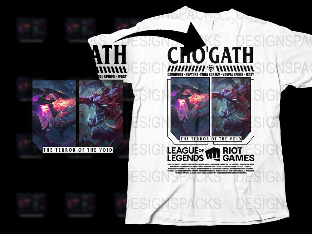 League of Legends Cho'Gath T-Shirt, Terror of the Void Graphic Tee, Unisex Game Merchandise