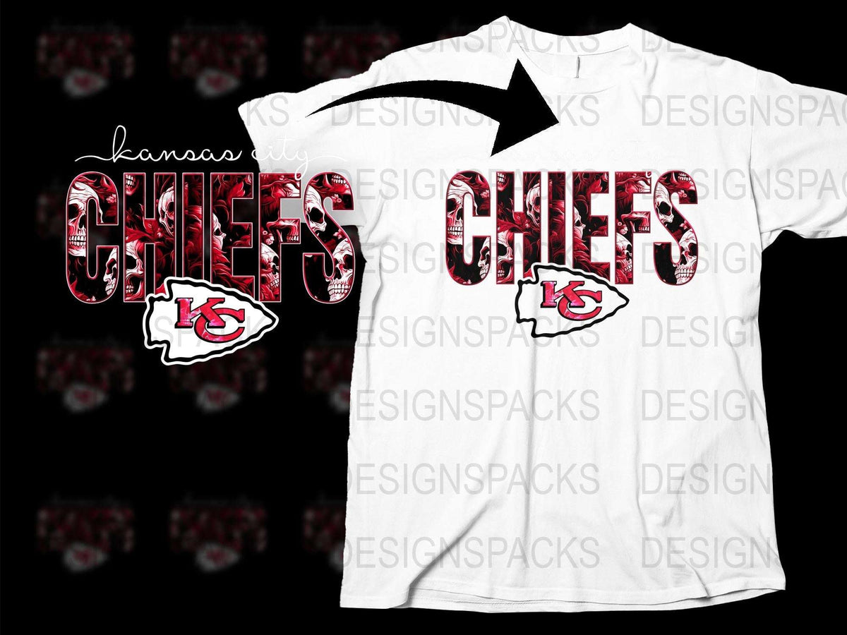 Kansas City Chiefs Inspired T-Shirt, Red and White Sports Team Fan Apparel, Casual Wear