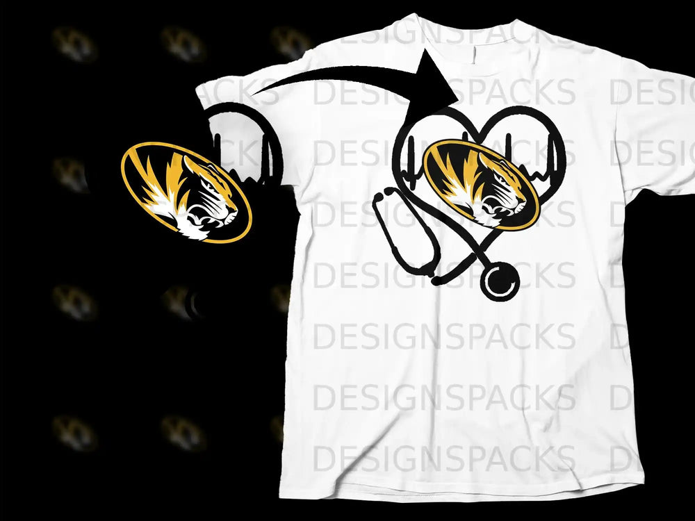Stethoscope Heartbeat with Tiger Graphic Shirt