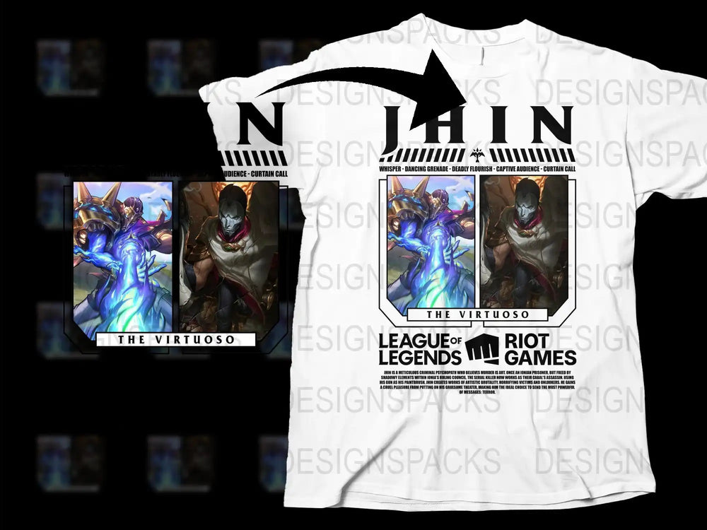 League of Legends Jhin The Virtuoso Gaming Shirt, Unisex Graphic Tee, Video Game Apparel, Riot Games Merchandise