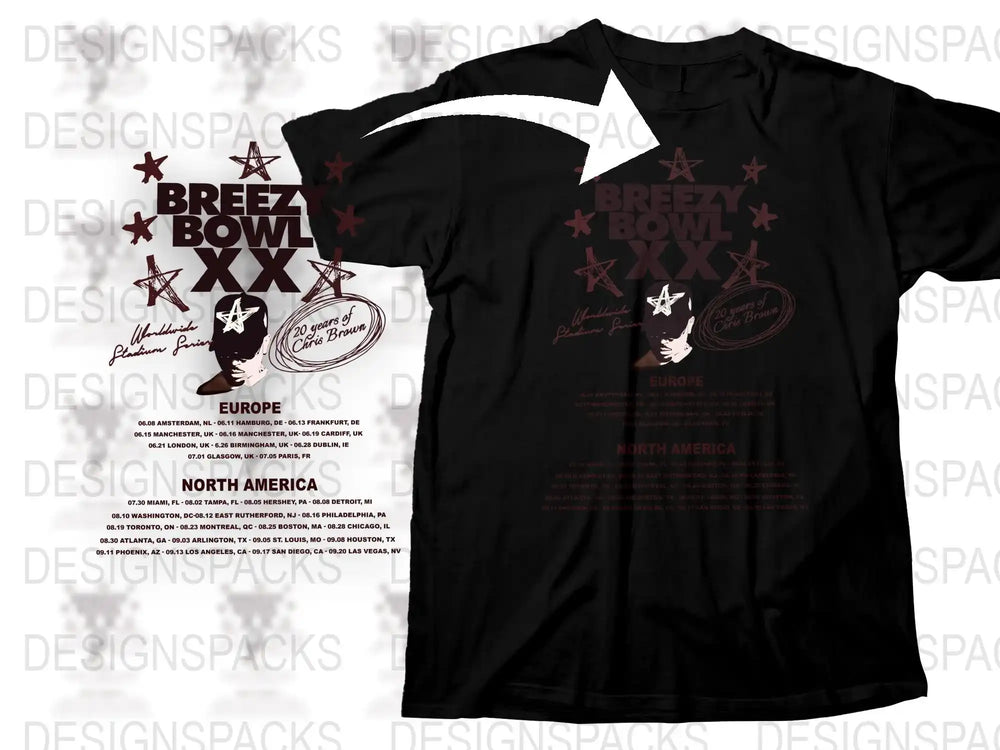 Vintage Breezy Bowl Tour T-Shirt Black, Rock Music Concert Tee, Retro Band Graphic, Unisex Fashion Top