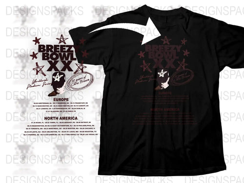 Vintage Breezy Bowl Tour T-Shirt Black, Rock Music Concert Tee, Retro Band Graphic, Unisex Fashion Top