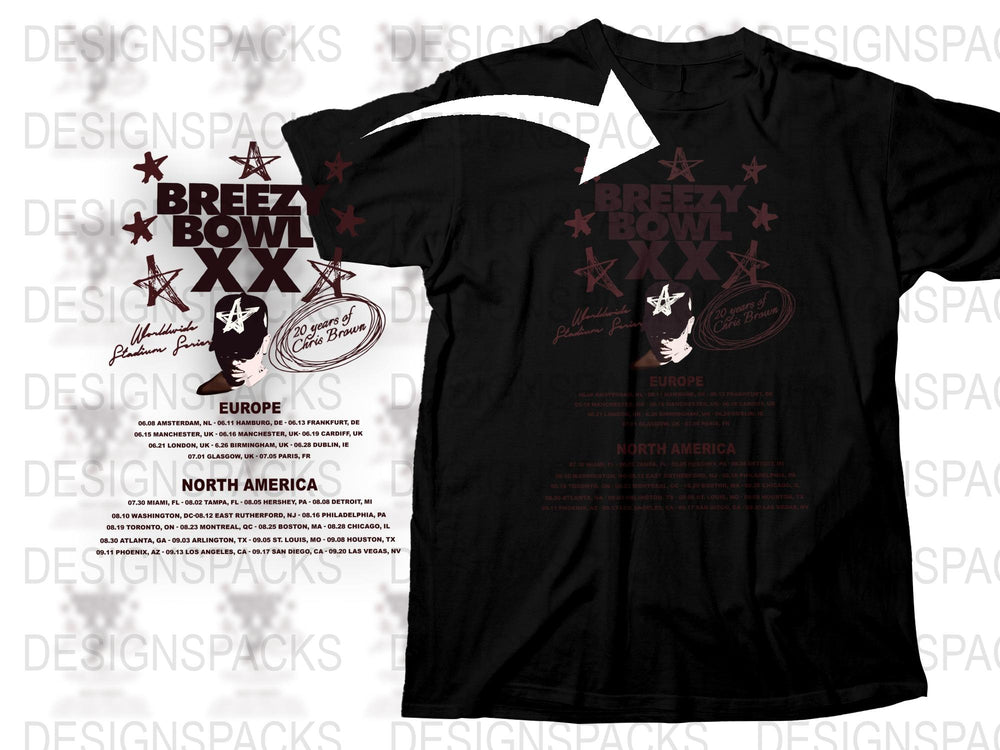 Vintage Breezy Bowl Tour T-Shirt Black, Rock Music Concert Tee, Retro Band Graphic, Unisex Fashion Top