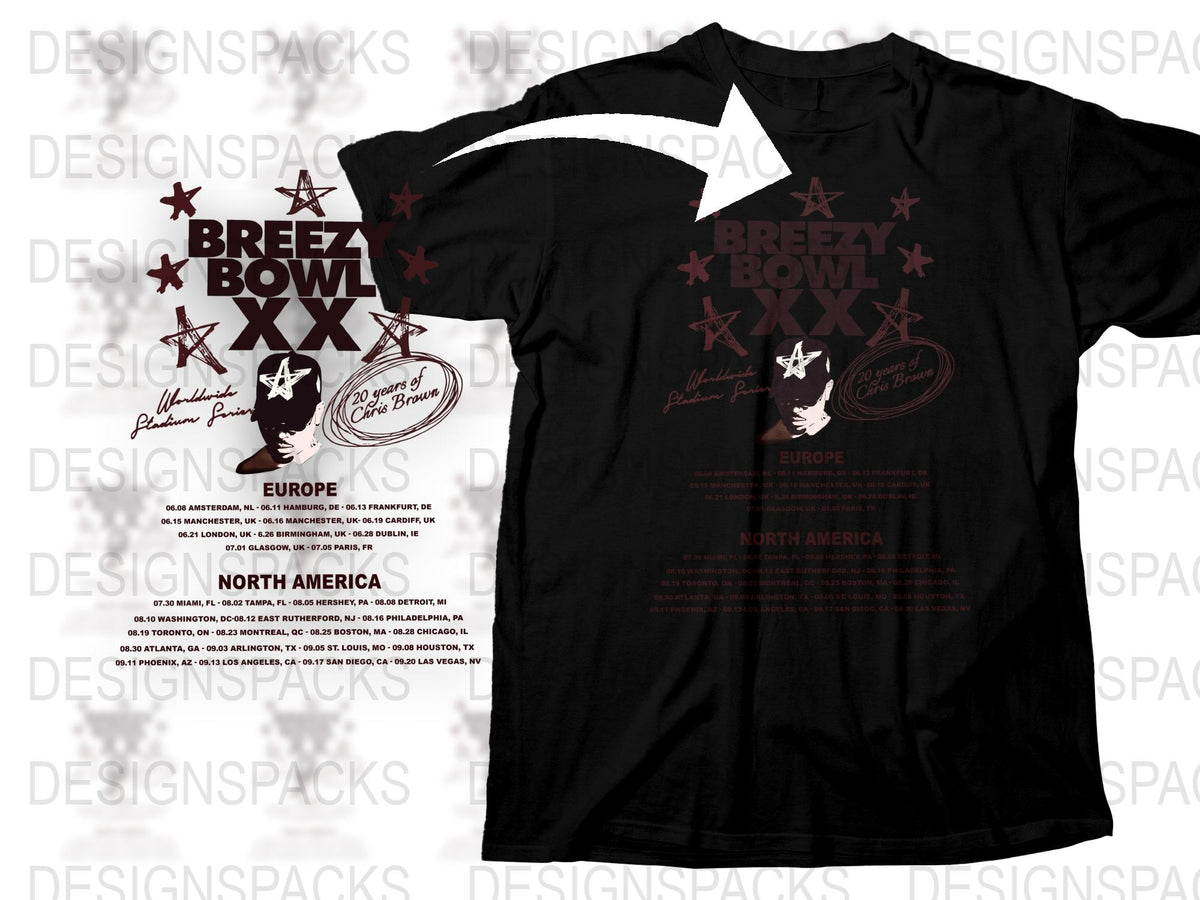 Vintage Breezy Bowl Tour T-Shirt Black, Rock Music Concert Tee, Retro Band Graphic, Unisex Fashion Top