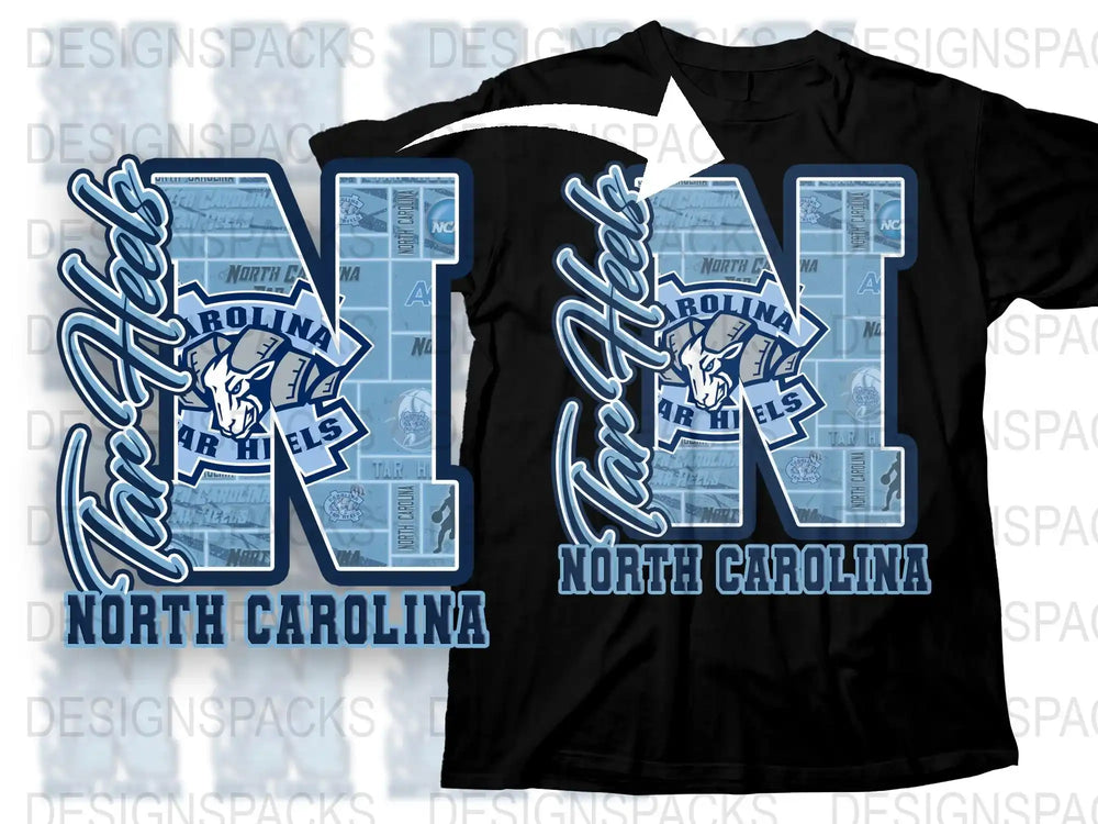 North Carolina Tar Heels T-Shirt, College Sports Team Apparel, Fan Gear, Graphic Tee, Adult Sizes