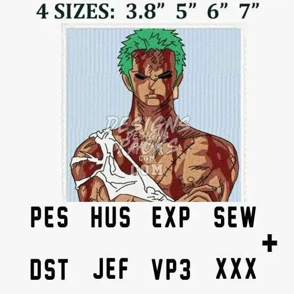 Roronoa Zoro One Piece Battle Anime Embroidery Design
