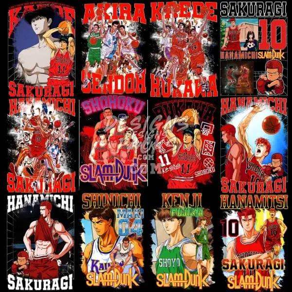 Slam Dunk anime basketball designs for DTF, DTG, embroidery & tumbler wraps – print-ready PNG, SVG, PES