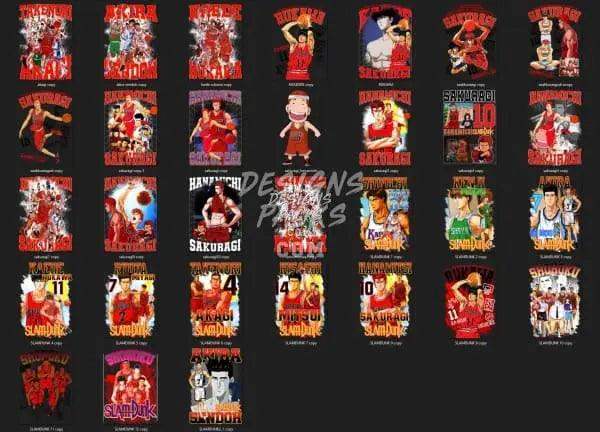 Slam Dunk anime basketball designs for DTF, DTG, embroidery & tumbler wraps – print-ready PNG, SVG, PES