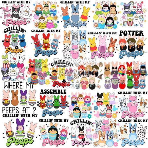 Chill with My Peeps Easter designs bundle, print-ready PNG SVG for DTF DTG embroidery