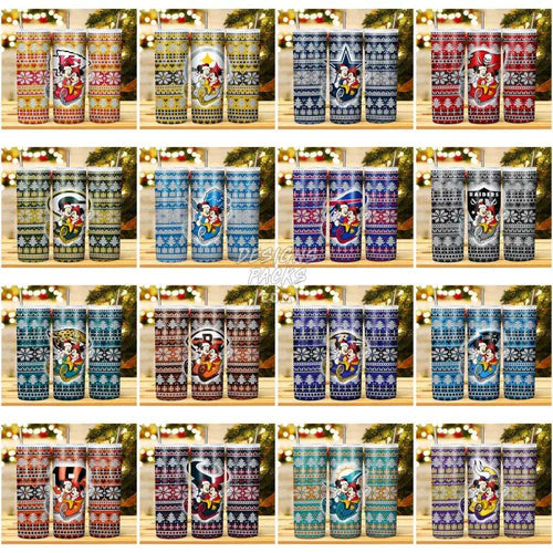 31 Football Cartoon X Minnie Christmas Tumbler Wrap Bundle Jpg