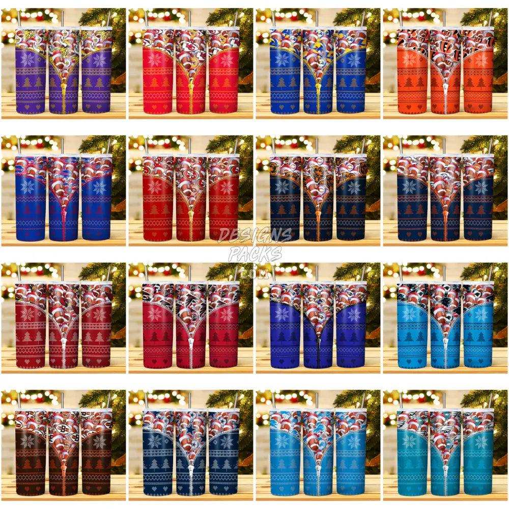 31 Football Christmas Zipper Tumbler Wrap Bundle Jpg