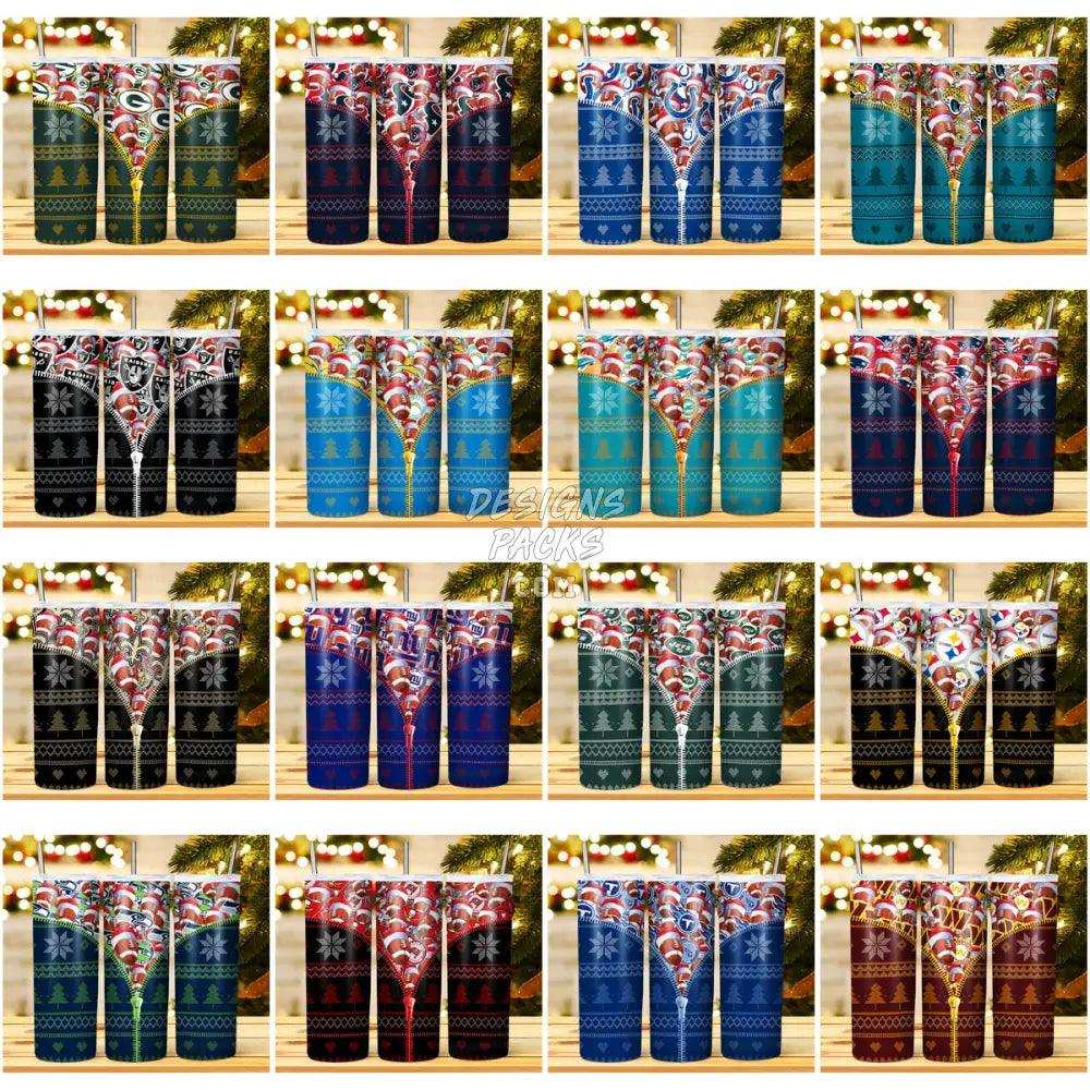 31 Football Christmas Zipper Tumbler Wrap Bundle Jpg
