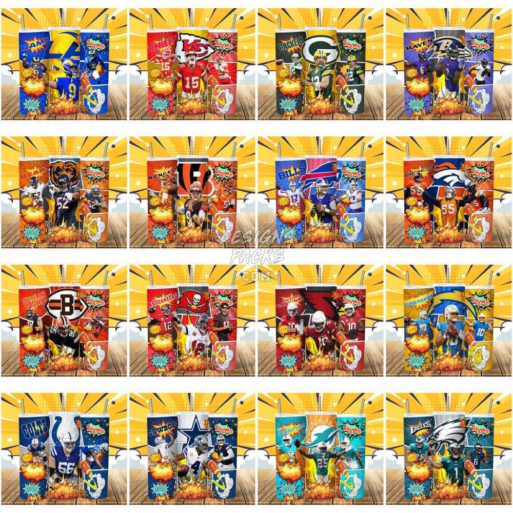 31 Football Comics Tumbler Wrap Bundle Jpg