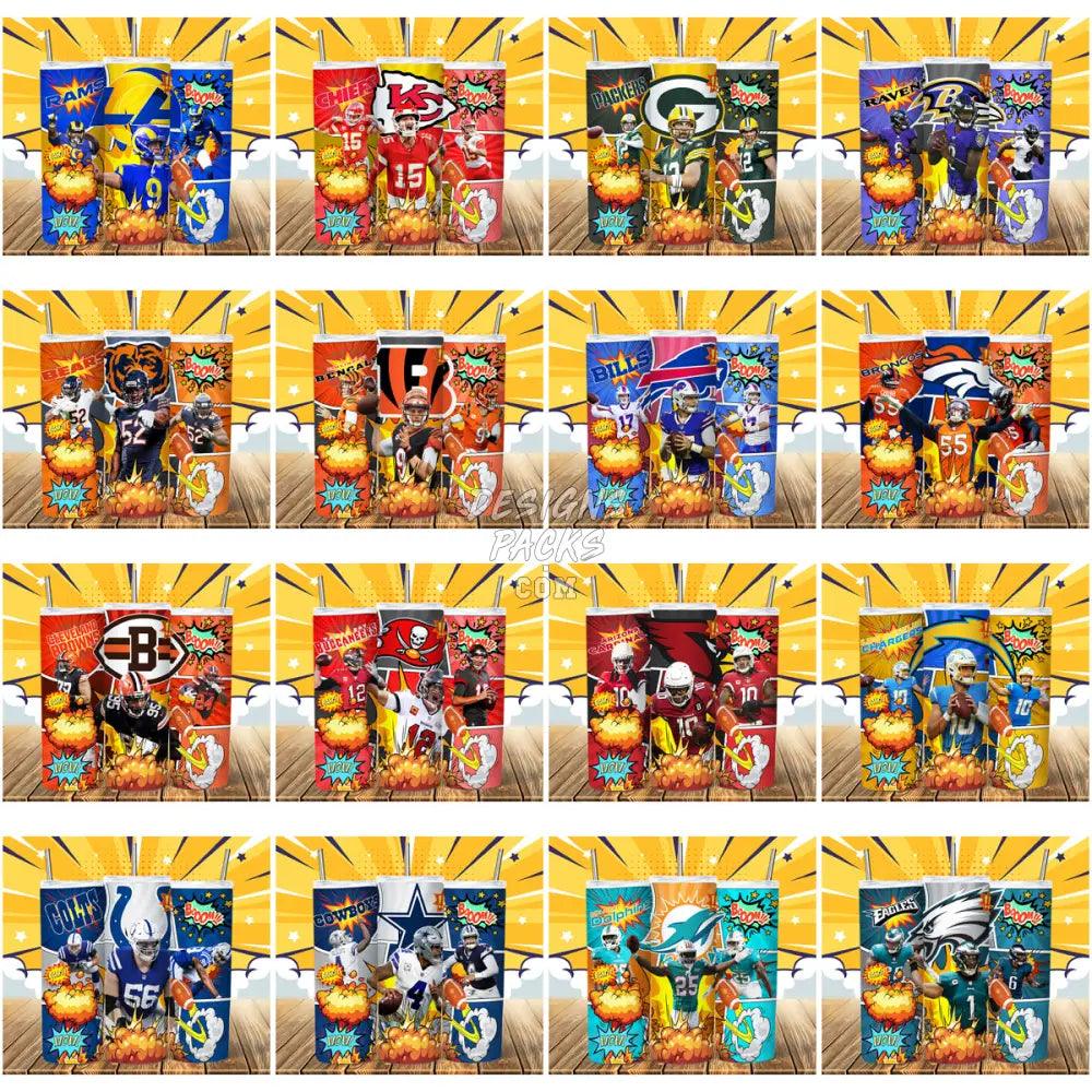 31 Football Comics Tumbler Wrap Bundle Jpg