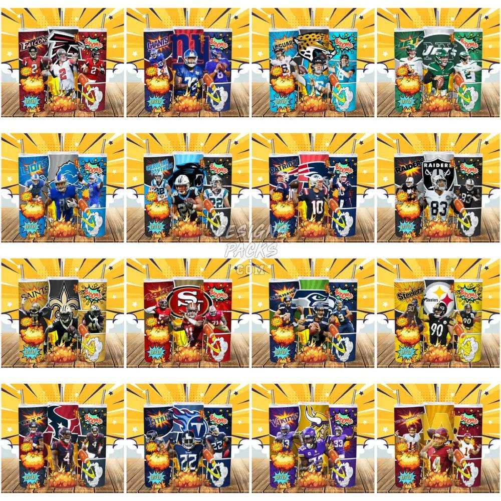 31 Football Comics Tumbler Wrap Bundle Jpg