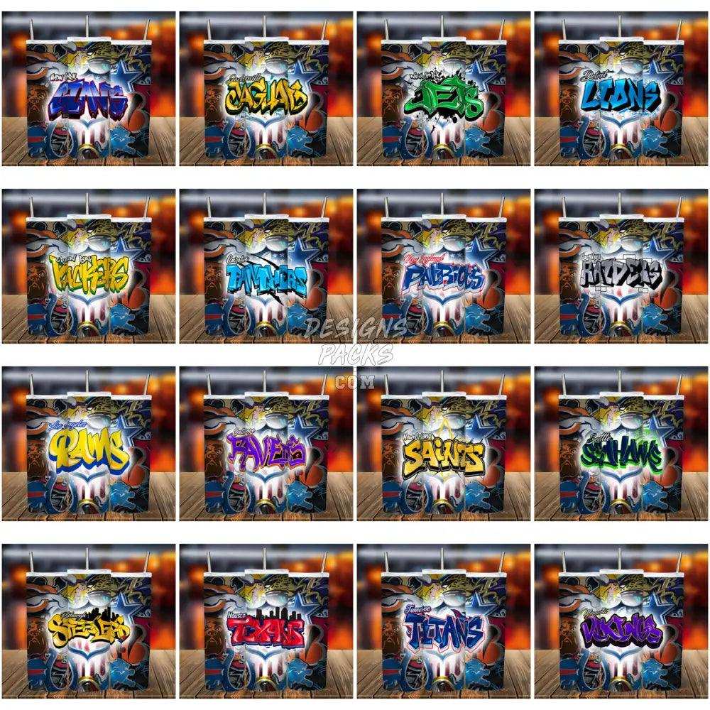 31 Football Graffiti Tumbler Wrap Bundle Jpg