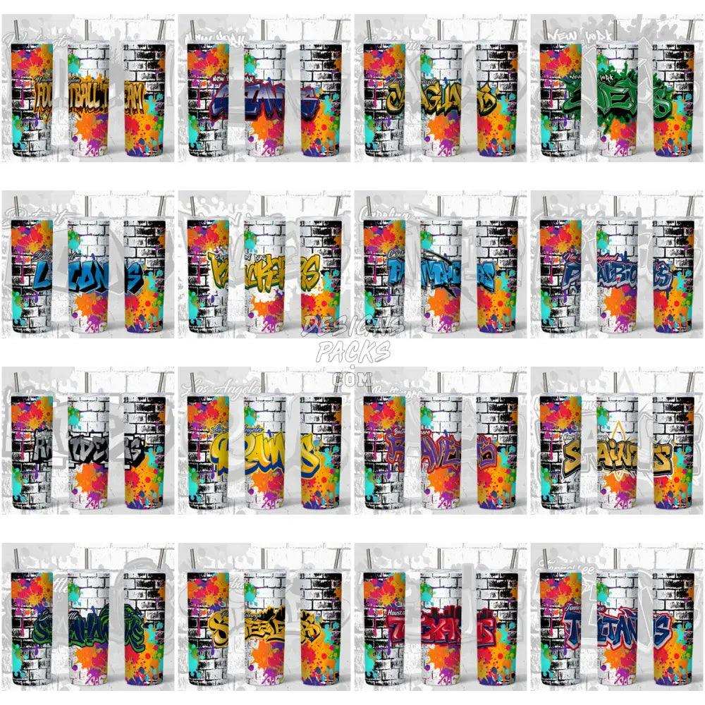 31 Football Graffiti Wall Tumbler Wrap Bundle Jpg