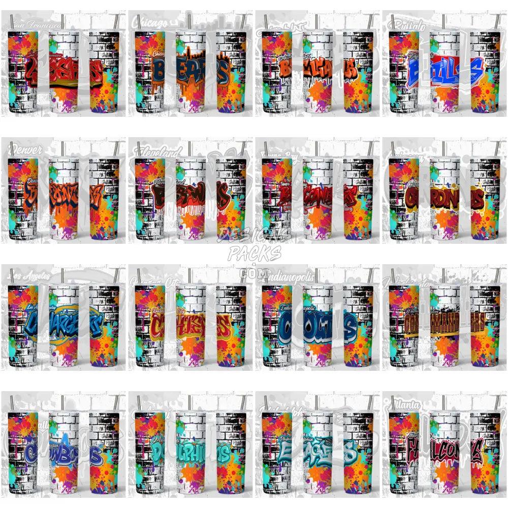 31 Football Graffiti Wall Tumbler Wrap Bundle Jpg