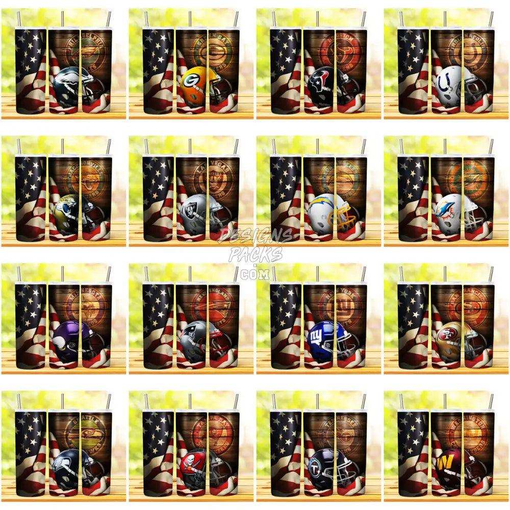 31 Football Helmet Flag Tumbler Wrap Bundle Jpg