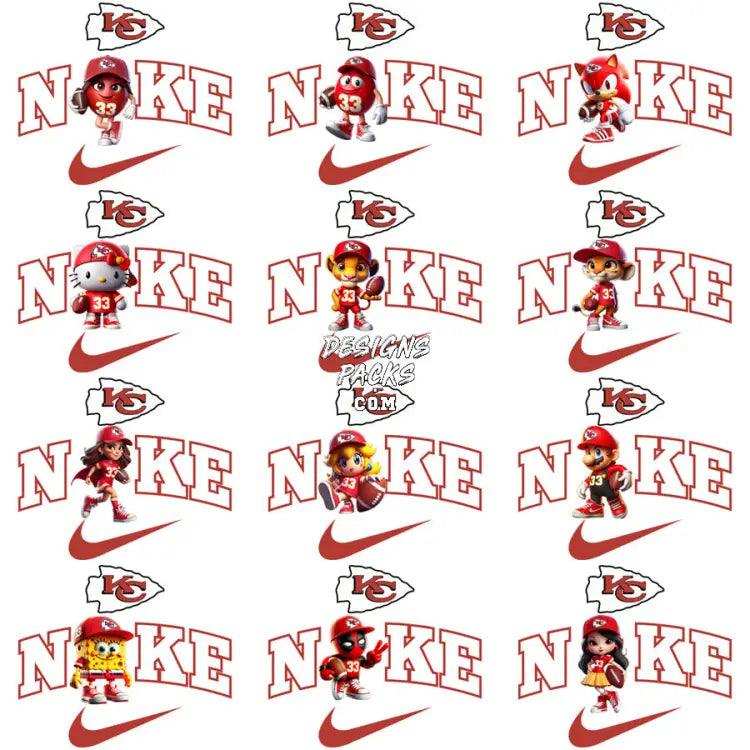 31 Football Kansas City Chiefs Cartoon Swoosh Designs Bundle Png