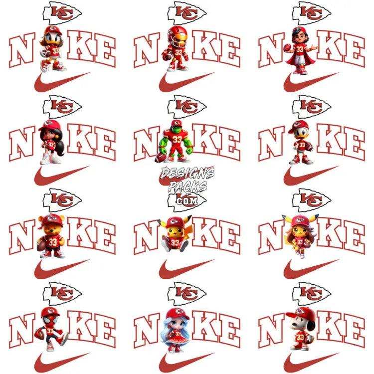 31 Football Kansas City Chiefs Cartoon Swoosh Designs Bundle Png